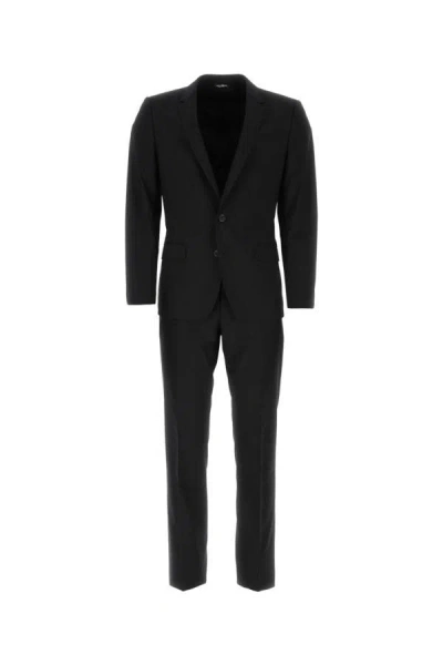 Shop Dolce & Gabbana Man Black Stretch Wool Tuxedo In Multicolor