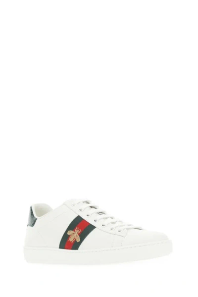 Shop Gucci Woman White Leather Ace Sneakers