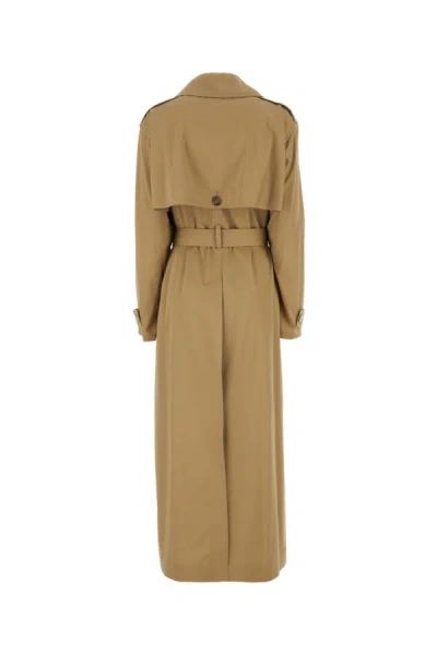 Shop Loewe Woman Cappuccino Cotton Blend Trench Coat In Brown