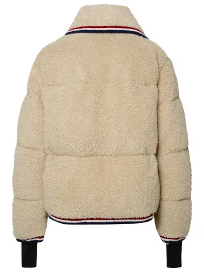 Shop Moncler Grenoble 'eterlou' Ivory Wool Blend Jacket Woman In Cream