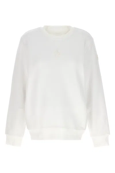Shop Moncler Women Logo Embroidery Sweatshirt In White