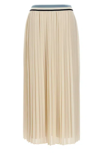 Shop Moncler Women Long Pleated Skirt In White