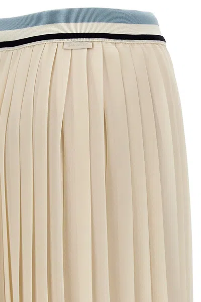 Shop Moncler Women Long Pleated Skirt In White