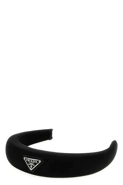 Shop Prada Women Re-nylon Logo Headband In Black