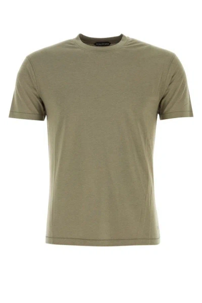 Shop Tom Ford Man Army Green Lyocell Blend T-shirt