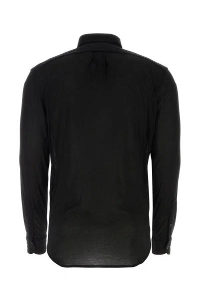 Shop Tom Ford Man Black Silk See-through Shirt