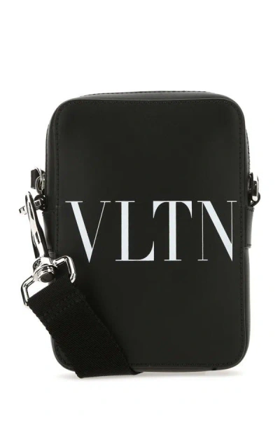 Shop Valentino Garavani Man Black Leather Crossbody Bag