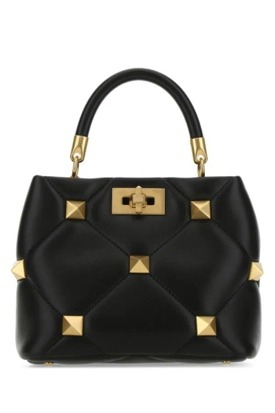 Shop Valentino Garavani Woman Black Nappa Leather Small Roman Stud Handbag