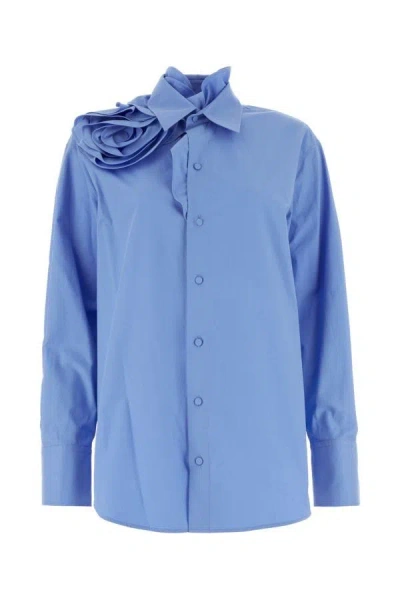 Shop Valentino Garavani Woman Light Blue Poplin Shirt