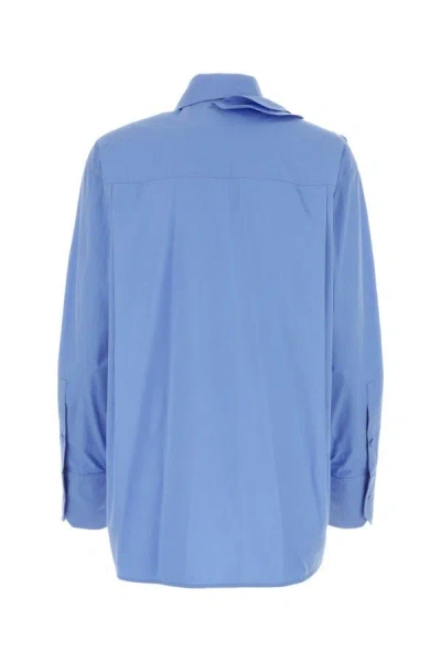 Shop Valentino Garavani Woman Light Blue Poplin Shirt