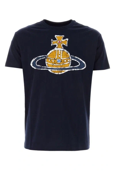 Shop Vivienne Westwood Man Navy Blue Cotton Time Machine T-shirt