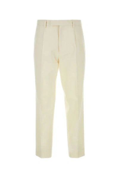 Shop Zegna Man Ivory Cotton Blend Pant In White
