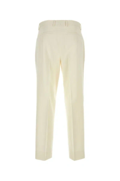 Shop Zegna Man Ivory Cotton Blend Pant In White