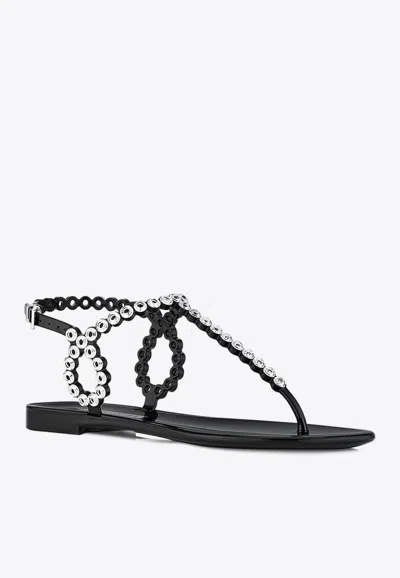 Shop Aquazzura Almost Bare Crystal Jelly Flat Sandals In Black