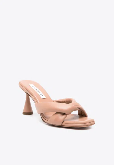 Aquazzura Amore 95mm Twisted Leather Mules In Pink