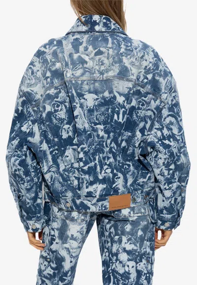 Shop Stella Mccartney Animal Forest Denim Jacket In Blue