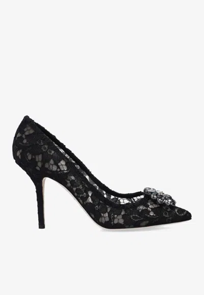 Shop Dolce & Gabbana Bellucci 90 Embellished Lace Pumps In Black