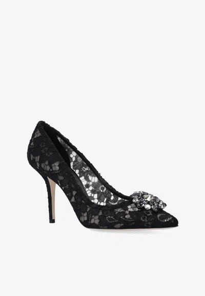 Shop Dolce & Gabbana Bellucci 90 Embellished Lace Pumps In Black