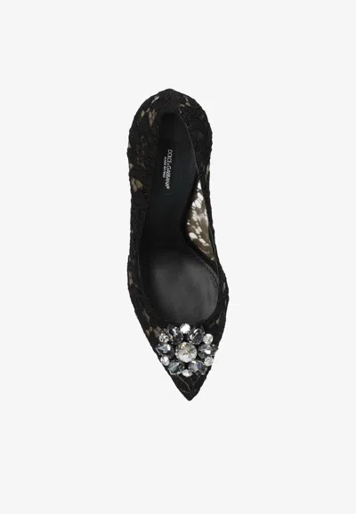 Shop Dolce & Gabbana Bellucci 90 Embellished Lace Pumps In Black