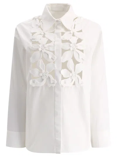Shop Valentino Shirt With Hibiscus Embroidery