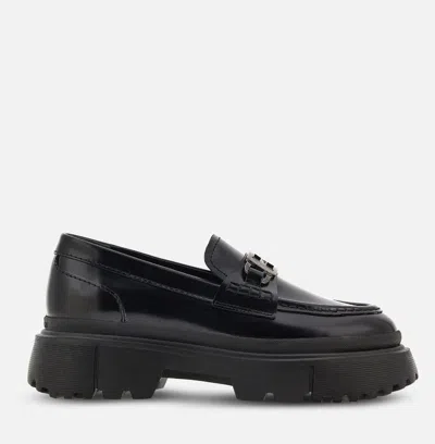 Shop Hogan Flat Shoes In Black