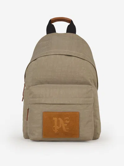 Shop Palm Angels Logo Patch Backpack In Beige