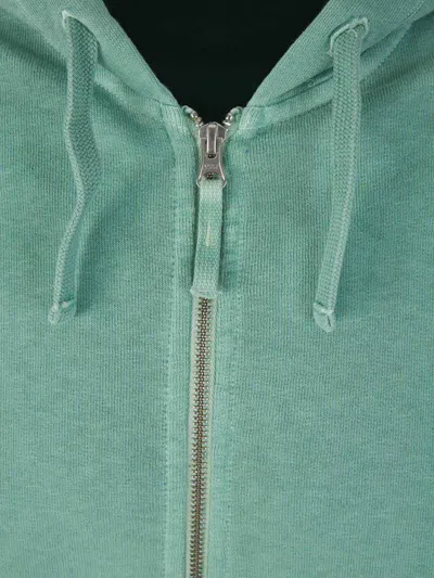 Shop Stone Island Cotton Zipper Sweatshirt In Removable Logo Patch On Sleeve