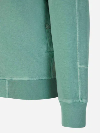 Shop Stone Island Cotton Zipper Sweatshirt In Removable Logo Patch On Sleeve