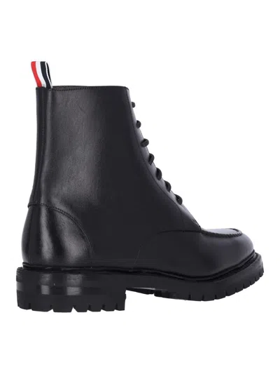 Thom Browne Black Commando Sole Apron Stitch Boots In Black
