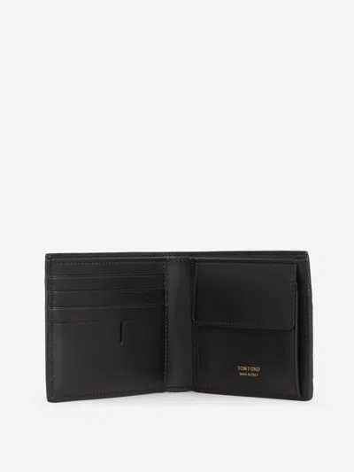 Shop Tom Ford Croco Effect Leather Wallet In Black