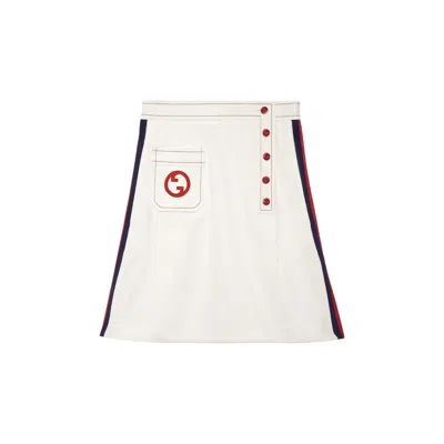 Shop Gucci Interlocking G A-line Skirt In White