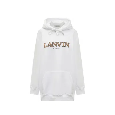 Shop Lanvin Oversized Logo Hoodie Sweatshirt In White