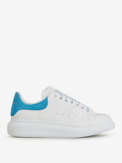 Shop Alexander Mcqueen Leather Larry Sneakers In Blue