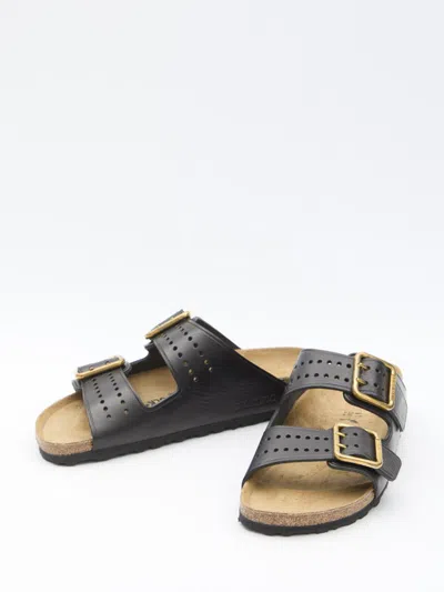 Shop Birkenstock Arizona Bold Gap Sandals In Black