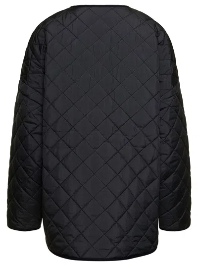 Shop Totême Black Quilted Jacket With Round Neckline In Recycled Fabric Woman