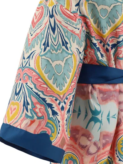 Shop Etro Kimono With Botanical Pattern In Blue