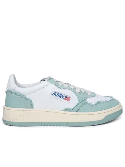 Shop Autry Teal Leather And Canvas Medalist' Sneakers In Blue
