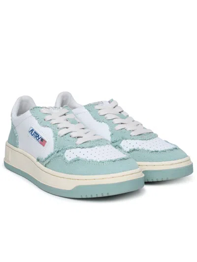Shop Autry Teal Leather And Canvas Medalist' Sneakers In Blue