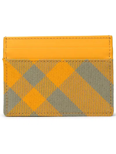 Shop Burberry Yellow Wool Blend Card Holder