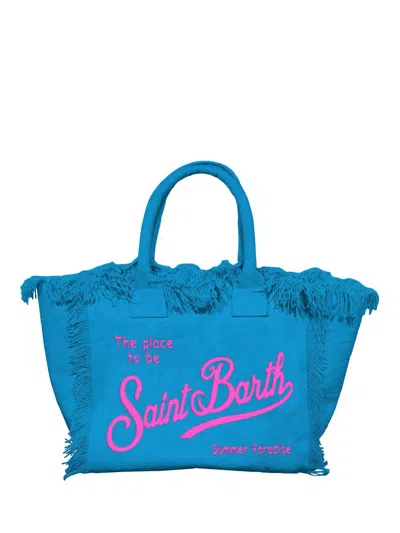Shop Saint Barth Colette Cotton Canvas Bag In 31 Light Blue