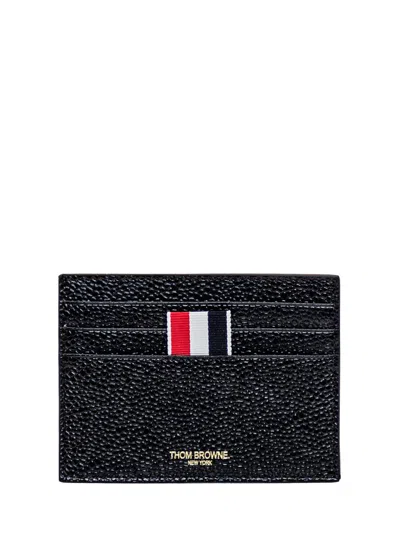 Shop Thom Browne Leather Card Holder In Black