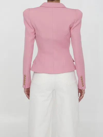 Shop Balmain Pink Wool Jacket