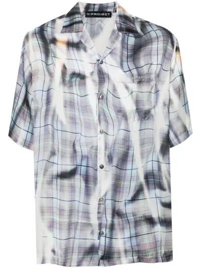 Shop Y/project Shirt With Checked Print In Blue