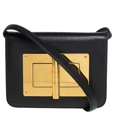 Shop Tom Ford Leather Natalia Crossbody Bag In Black