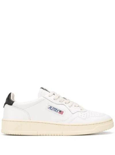 Shop Autry 'medalist Low' White Sneakers With Contrasting Heel Tab In Leather Man