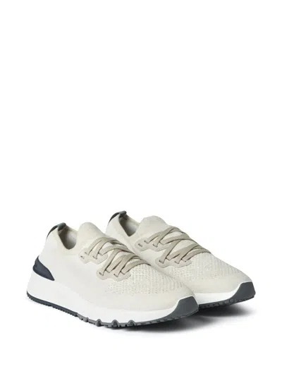 Shop Brunello Cucinelli Sneakers With Perforated Detail In White