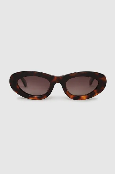 Shop Anine Bing Roma Sunglasses In Tortoise