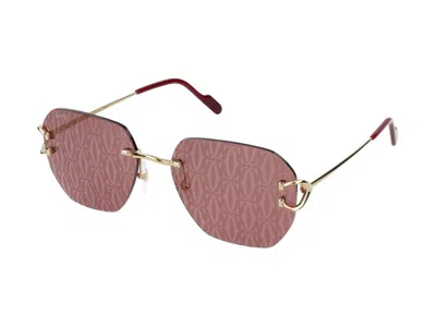 Shop Cartier Sunglasses In Gold Gold Red
