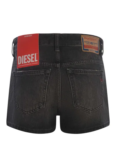 Shop Diesel Shorts In Denim Nero