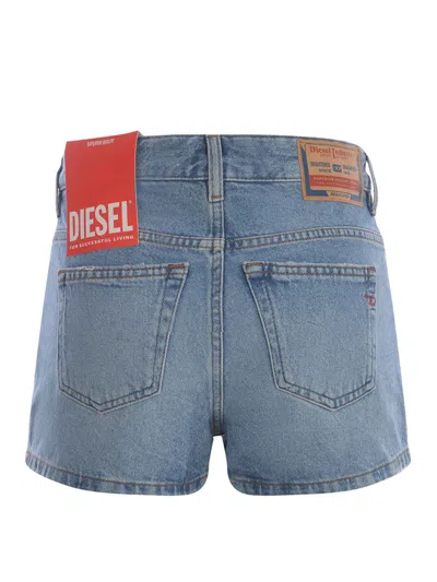 Shop Diesel Shorts In Denim Azzurro
